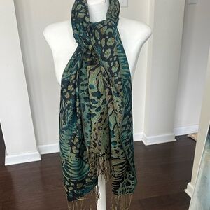 Pashmina Animal Print Fringed Scarf